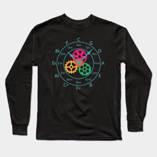 Circle of Fifths Mechanical Clock Style Teal Blue Long Sleeve T-Shirt